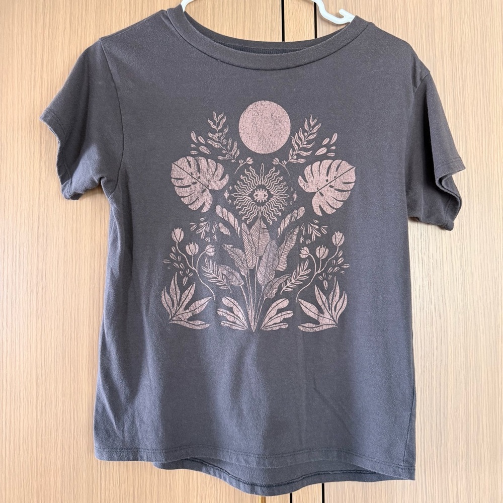 Kids Graphic Tee - Mauve Botanical Moon Design
